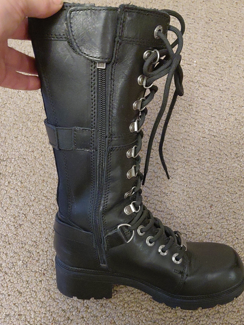 HARLEY DAVIDSON Knee High Black Leather Boots Size 5.5 - Picture 10 of 14